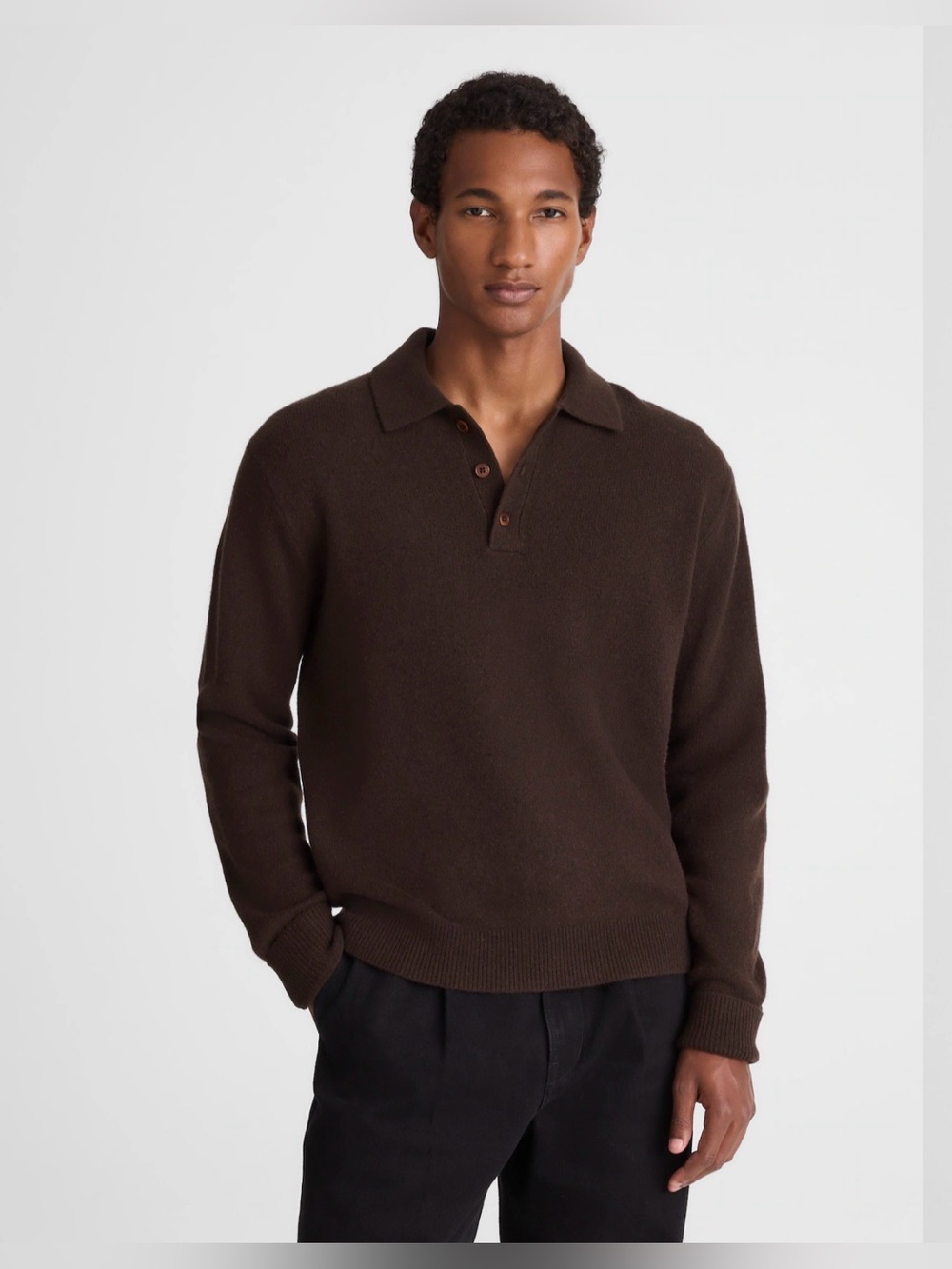 Madewell Heather Dark Brown 100% Wool Polo Pullover Sweater NWT FLAW XS #2619